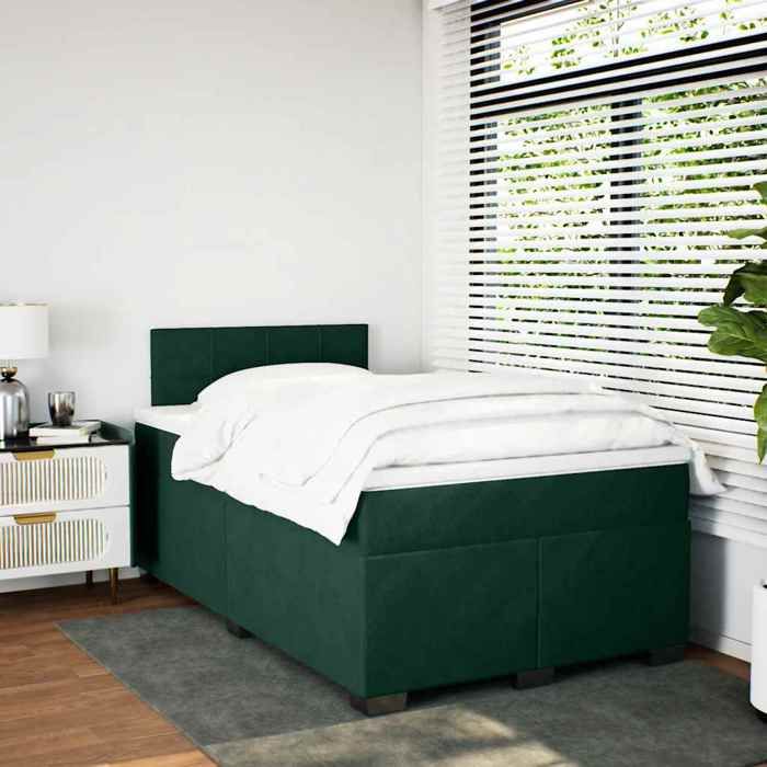 Maison Exclusive - Bettlattenrost mit dunkelgrüner Matratze 120x190 cm