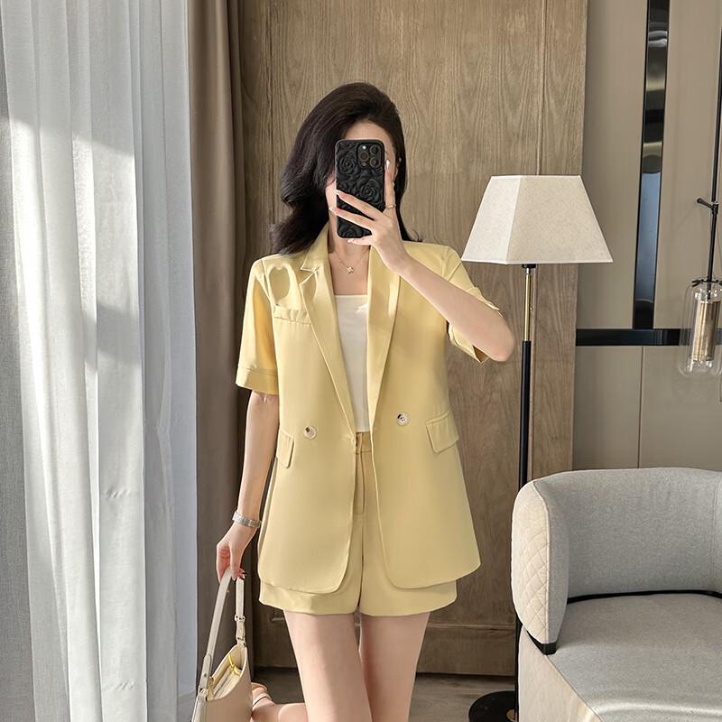 Women's Short Sleeve Suit Jacket & Shorts Set