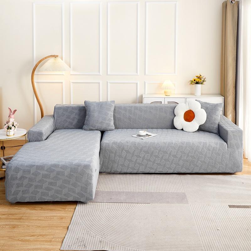 High-end Elastic Solid Color Thick Needle Thickened Jacquard Sofa Cover Embossed Dust Cover All-inclusive Sofa Cover