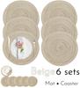 1/12pcs Round Braided Placemats 15inch Washable Table Mat with Heat Insulation Coaster for Dinner Gathering Party Kitchen-Table