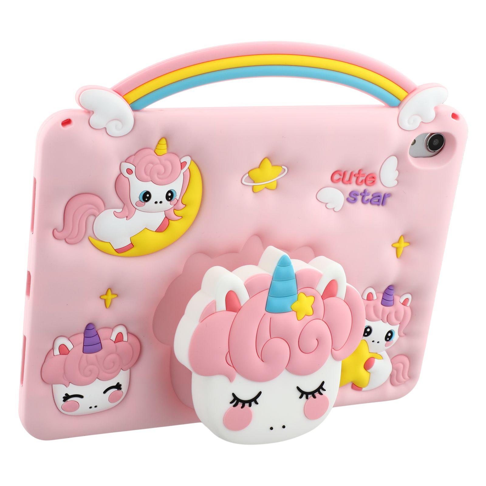 

For iPad (2025)/10.9 (2022) Case Handle Unicorn Retractable Kickstand Silicone Tablet Cover with Shoulder Strap A