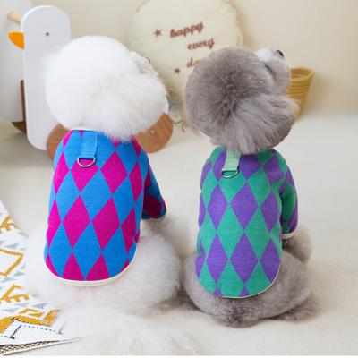Hund Karierter Mantel Kleiner Hund Herbst und Winter Rautenmuster Strickjacke Katzenkleidung Haustierkleidung Welpenkleidung Hundekleidung Winter