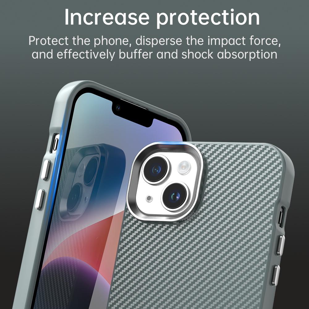 For iPhone 14/13 Case Cell Phone Hybrid Back Cover Carbon Fiber Texture