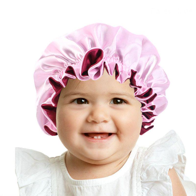 Baby Seiden Satin Haube Verstellbare Schlafhaube Mädchen Nacht Turban Kinder Kopfbedeckung