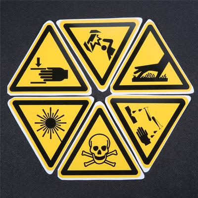 5pcs Triangle Warning Sign Sticker 2.5/5cm Alarm Logo Label Beware Hurting Heating Corrosion Poison Laser Bumping Self-Adhesive