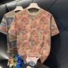 Men's Summer Round Neck Short Sleeved T-shirt Pullover Casual Korean Printing Top