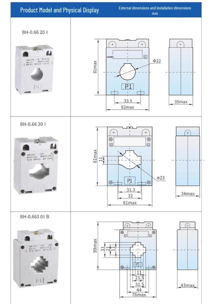 Chint LMK BH-0.66 AC Class 0.5 Current Transformer, 5A, 50-1000A.