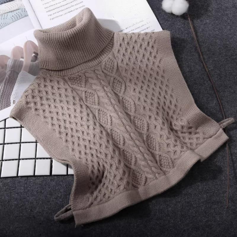 

Зимовий теплий гольф з фальшивим коміром для жінок, стійка, в язаний, штучний комір, светр, сорочка, знімний комір, шарф, накладний комірець