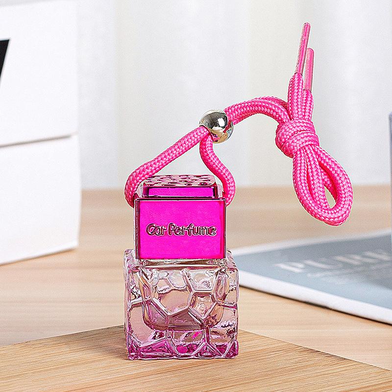 1Pcs 10Ml Rose Red Cap Colored Water Cube Empty Bottle Car Essential Oil Diffuser Fragrance Air Freshener Perfume Bottleornament