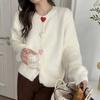 Autumn and winter new simple crew neck sweater women's coat colorful buckle versatile loose soft waxy knitted sweater top