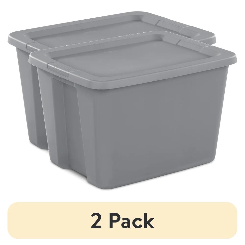 Large Storage Bins 2 Pack Stackable Plastic Containers with Snap-On Lid Organizing Garage Attic Home Office Clutter
