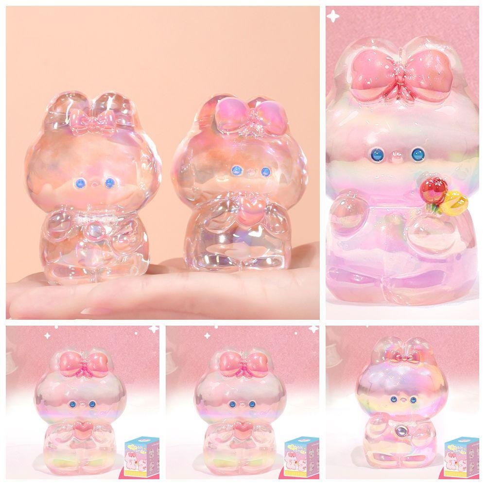 Statue Transparent Gradient Rabbit Dolls Candy Color Cartoon Model Toy  Couple Gifts