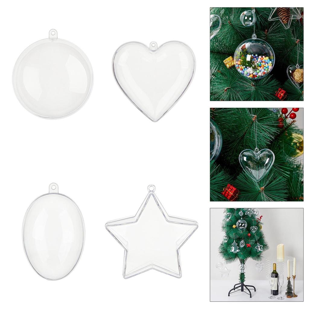 Set Of 6 Transparent Plastic Fillable Baubles Christmas Tree Hanging Ornaments Festival Home and Event Decoration
