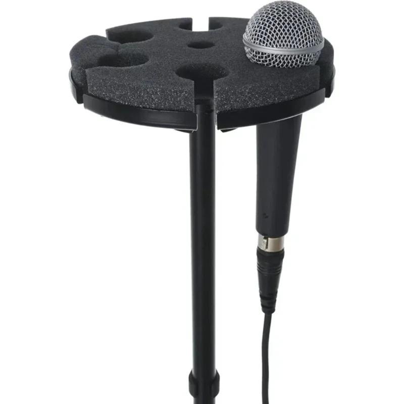 6 Slot Shockproof Microphones Stand Holder Portable Organizers For Studio Recording Live Streaming And Outdoor
