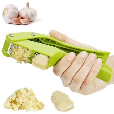 2 In 1 Garlic Press and Slicer Multifunctional Kitchen Tool for Mashing Cutting Garlic Vegetables Home Cooking Essential