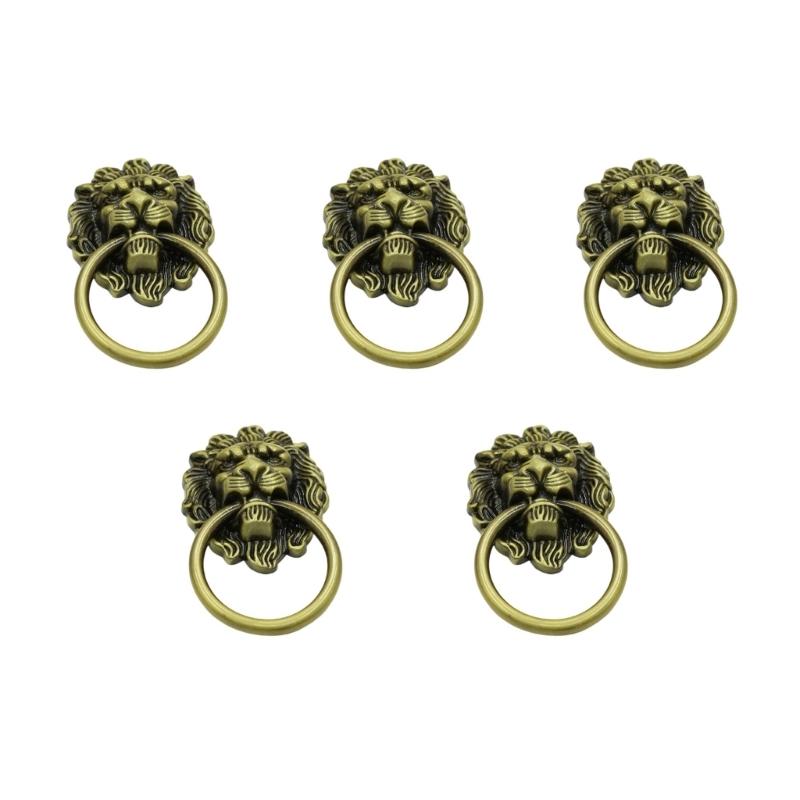 Pack of 5 Antique Styles Stylish Lion Heads Knobs Sturdy Alloy Materials Convenient for Wardrobes and Drawers Use
