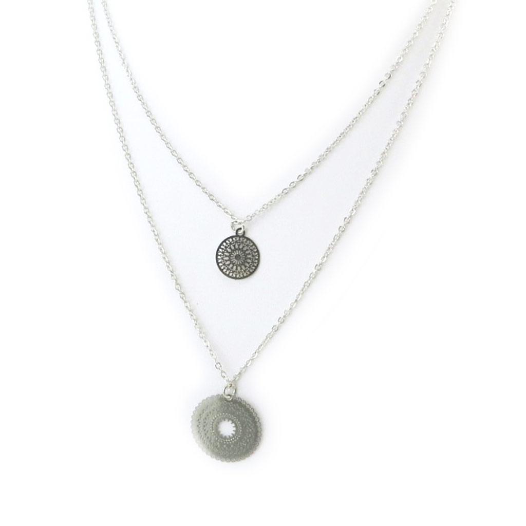 Les Trésors De Lily [N3605] - Silver 'Carmen' Designer Necklace