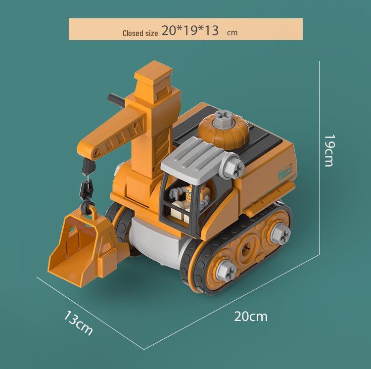 4-in-1 Deformable Engineering Vehicle Set with Small Cars, Crane, Excavator, and Pull-back Toy for Boys