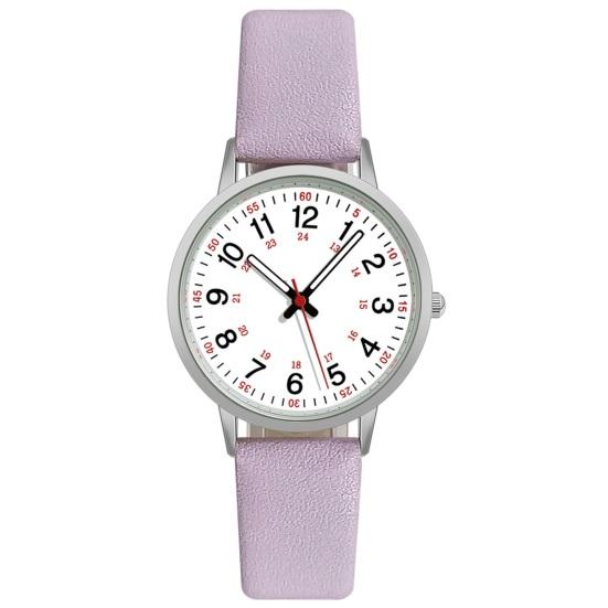 Luminous Digital Watch with Soft Faux Leather Strap 24 Hours Time Round Dial Quartz Women Fashion Wrist Watch