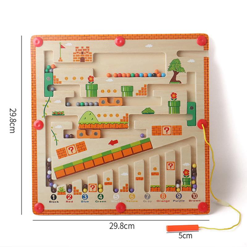 Children Wooden Magnetic Color and Number Maze Learning Education Toys Color Matching Montessori Toys Wooden Toys Gift for Kids