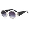 Trendy Round Punk Sunglasses Oval Uv Protection Hip Hop Shades Retro Wide Temples Sun Glasses For Women & Men
