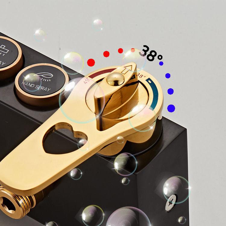 Bathroom Shower Set 4 In 1 Thermostatic Shower Holder Set with Hot and Cold Shower Head High Pressure Stainless Steel Black Gold