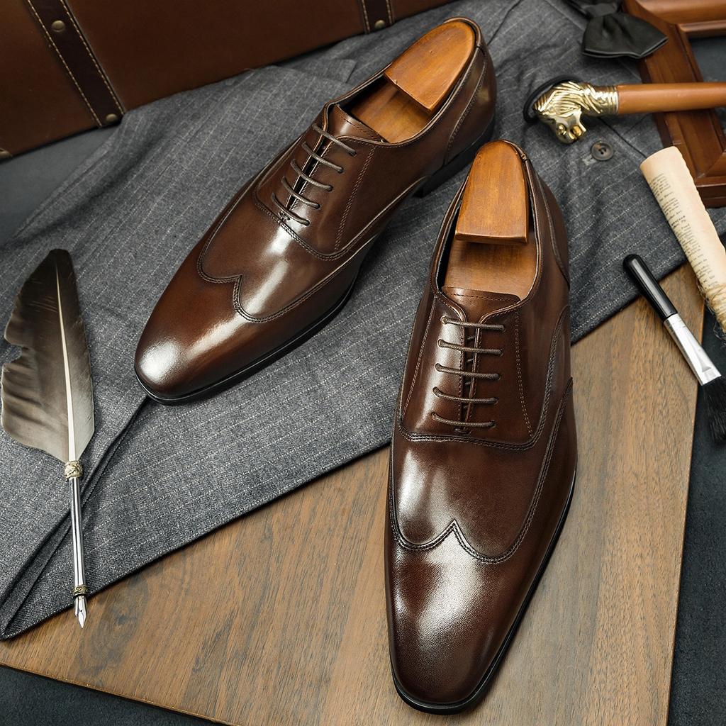 Spring and Summer Business Dress Men's Leather Shoes Small Square Head Men's Shoes Breathable Feet