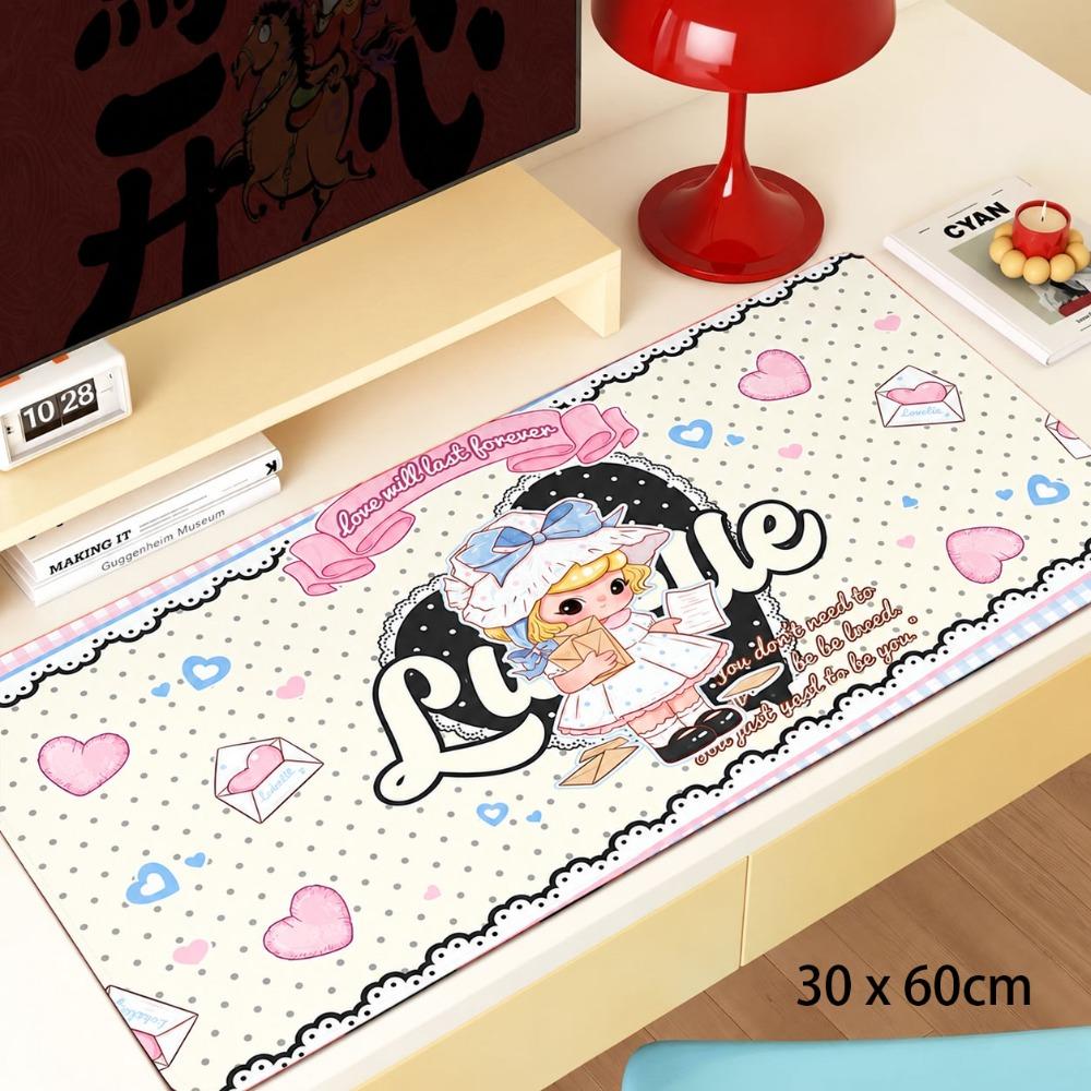 Cute Cartoon Girl Desk Mat Thickened Computer Desk Protector New Keyboard Mice Mat Office