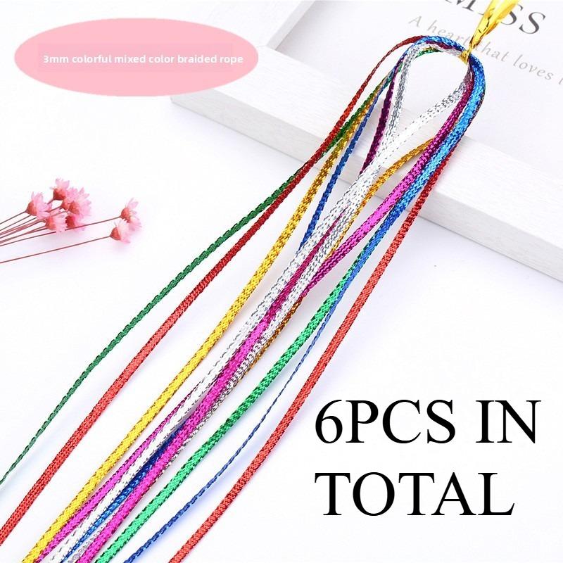 Rainbow Braiding Hair Ropes: Colorful Dreadlock Strings & Gold Ribbons, Hair Accessories for Women & Kids Styling.