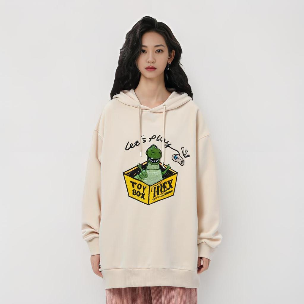Li Ning X Disney Collaboration Sports Lifestyle Series Hugging Dragon Series Printed Letter Comfortable Breathable Loose Hoodie Women Hoodie AWDU494-3