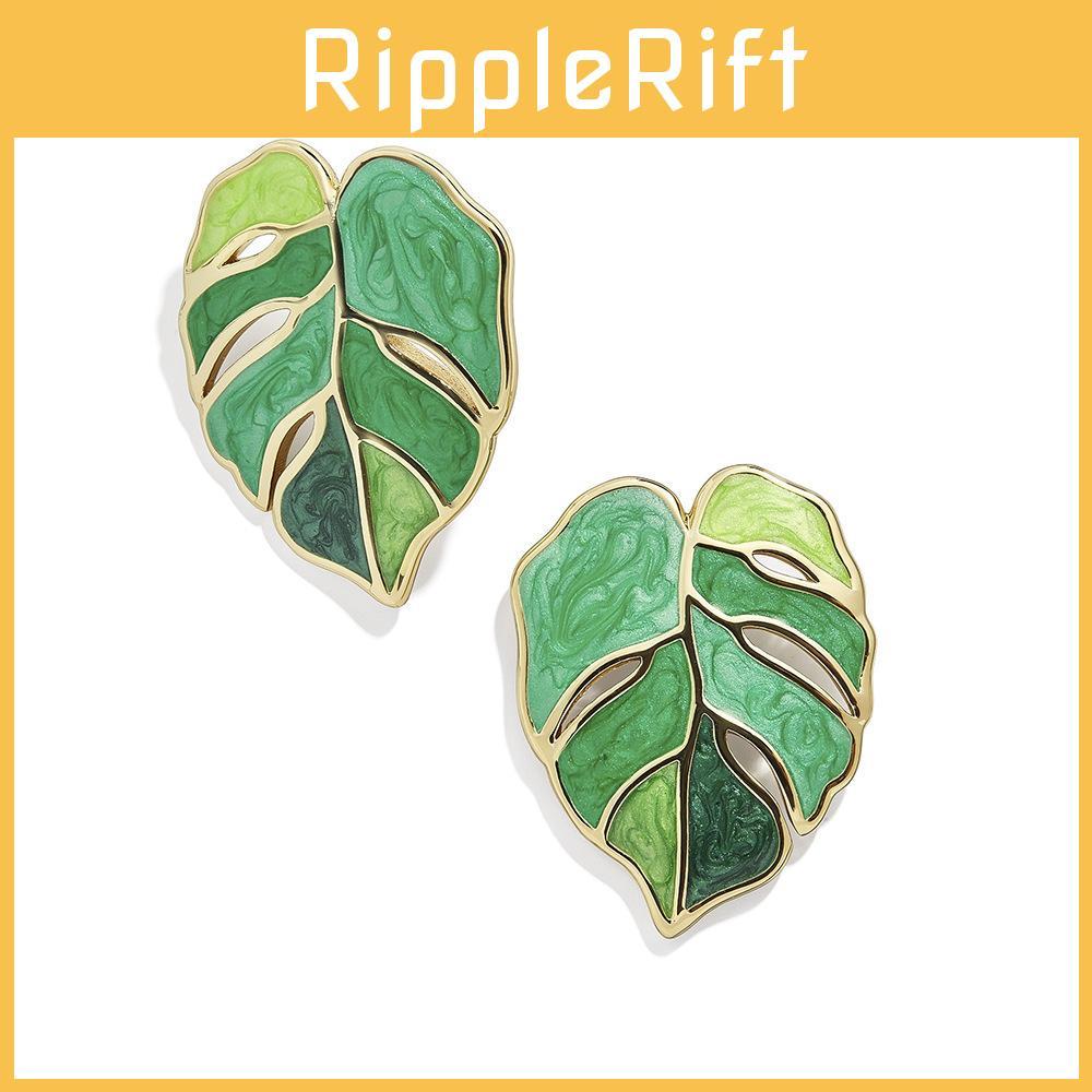 Exquisite Green Leaf Earrings For Women Alloy Material Summer Chic