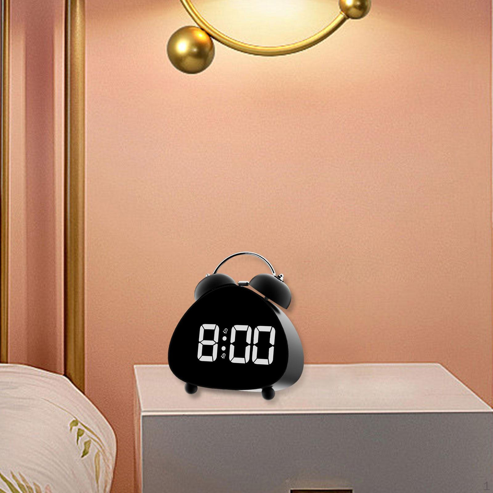 

Digital Alarm Clock Desktop Quiet Movement Big Numbers Loud Bell Double for Indoor Kids