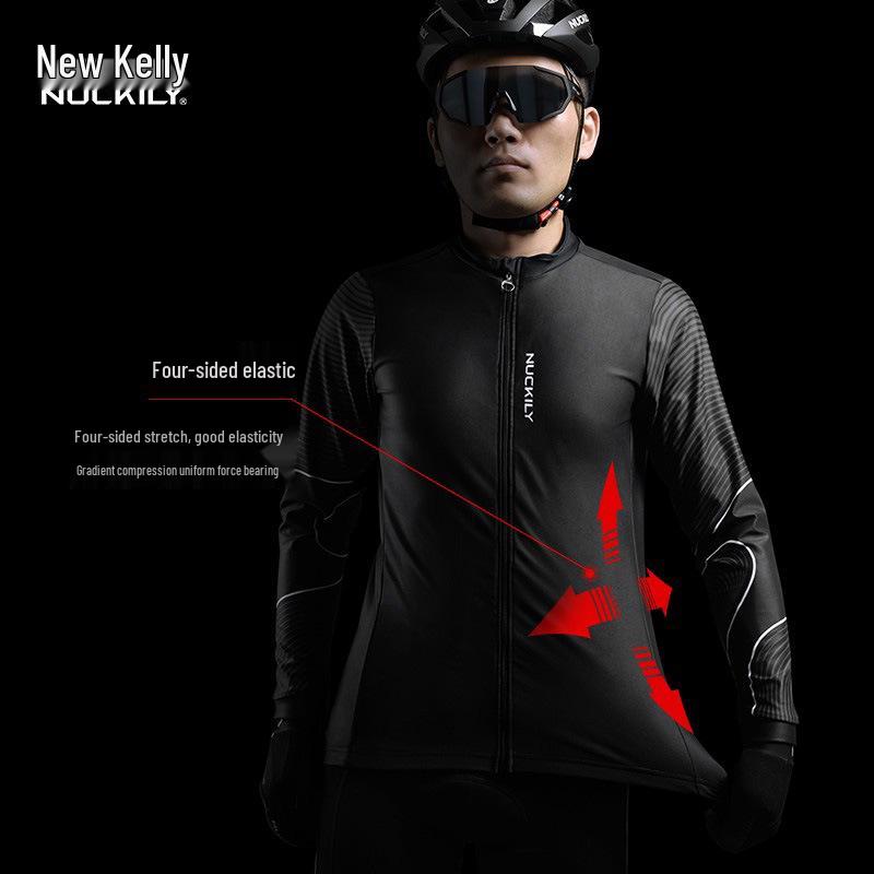 Nuckily Men's Fleece Cycling Suit - Long Sleeve Winter Set for Warmth and Cold Protection