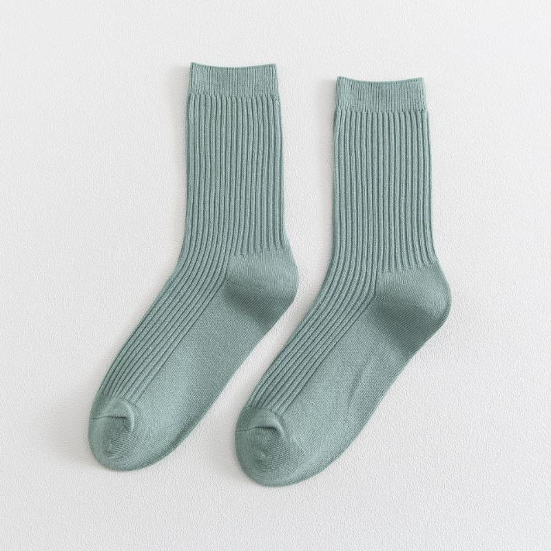 Men's Autumn and Winter New Solid Color All Match Smoke Strip Cotton Business Tube Socks