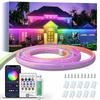 5m Magic Color Flowing LED Strip Lights with Waterproof Remote Control and Smartphone App Control for PC TV Gaming Color Temperature Voice Indirect