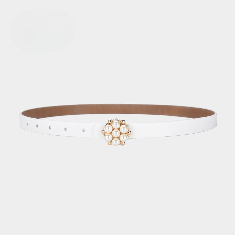 New Thin Belt Korean Version of Retro Pearl Decoration for Women's Thin Belt with Windbreaker Dress Waist Seal Waist Decoration