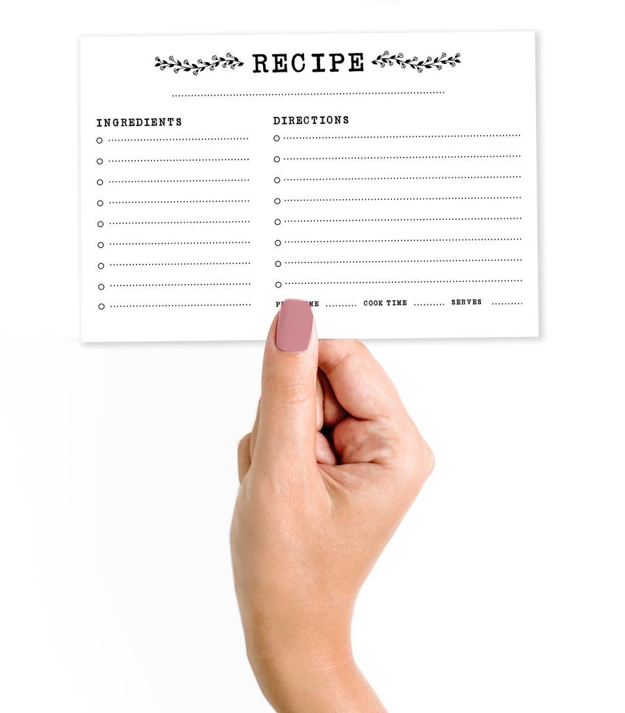Inkdotpot Cartoline Ricetta 4x6 Pollici (Set di 50) , Cartoncino Premium Spesso a Doppia Faccia - Biglietti Ricetta Bianchi Stile Moderno