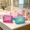 Dopamine Women's Small in Macaron Colors, Octagonal Mesh Handle Bag, Makeup Bag, Portable Large-Capacity Storage Bag for Outdoor Travel