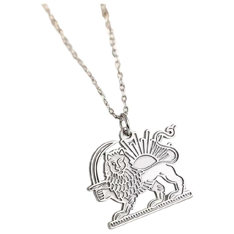 Handcrafted Lioness Designs Necklace Celebrating Iranian Tradition With Contemporary Stainless Steel Finish серебряный