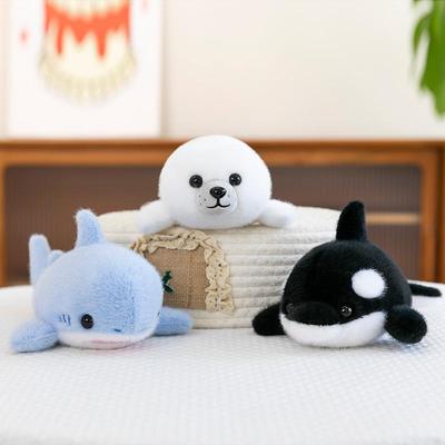 Ocean Series Black Killer Whale Plush Toy - Shark & Seal Mini Dolls for Claw Machine