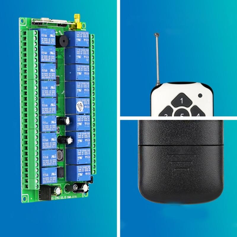 315Mhz/RF433Mhz Wireless Remote Control Switch DC 12V-36V Relay 18CH Receiver Controller and 18Button Transmitter