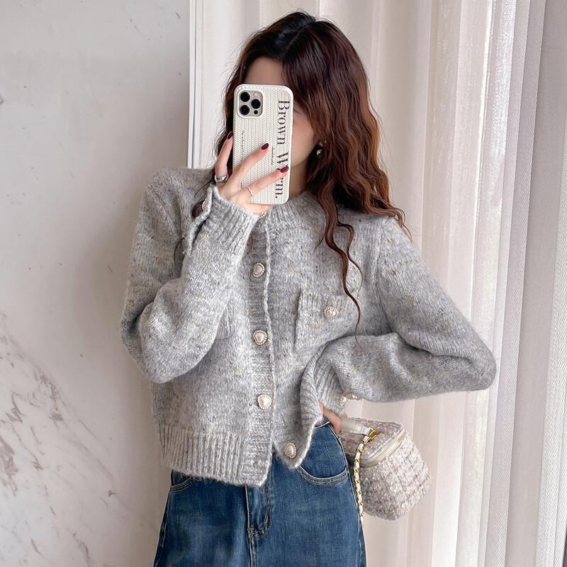 

TonLion Women s Little Fragrance Style Round Neck Cardigan M