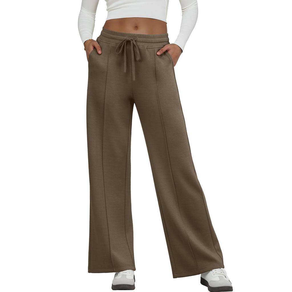 Women's Fashion Loose-Fit Solid Color Pocketed Elastic Waist Drawstring Sweatpants