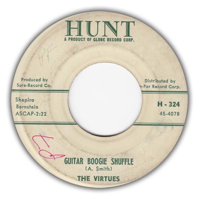 7inch Record VIRTUES - Guitar Boogie Shuffle / Guitar In O H324 Hunt 1959 US Rock Used