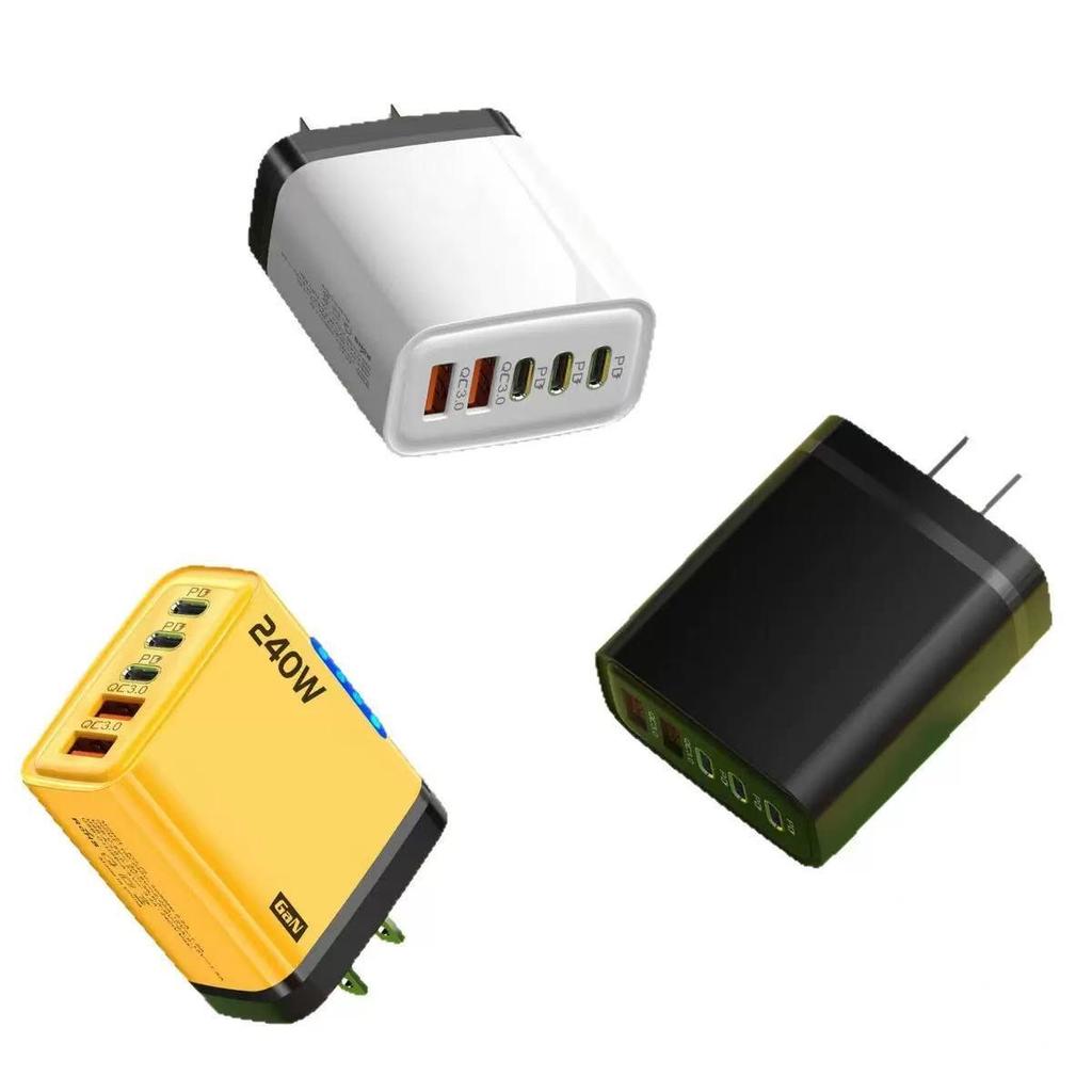 240W Dual USB & Type-C Charger with Lights for Apple & Huawei Phones - Smart Fast Charging 3PD+.