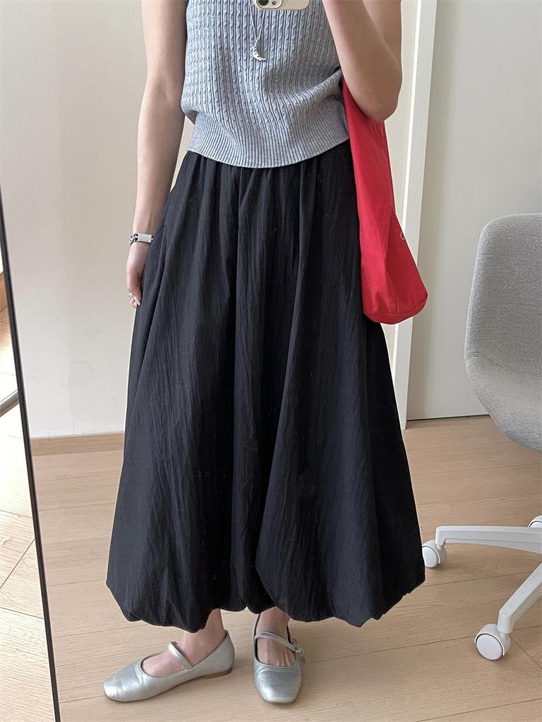 Loose casual natural waist bud skirt summer fashion versatile slim fit medium and long skirt