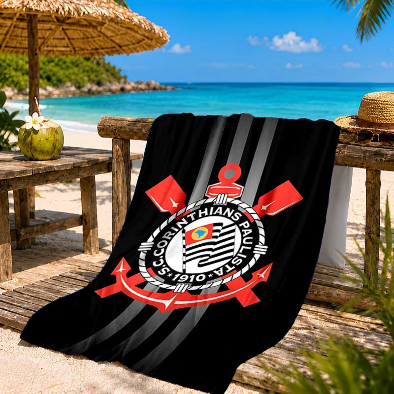 Sportverein Fußballwappen Bedrucktes Mikrofaser-Strandtuch, Weich und Saugfähig, Schnelltrocknend, Ideal für Sommerreisen, Strand-Essential, Schwimmbad