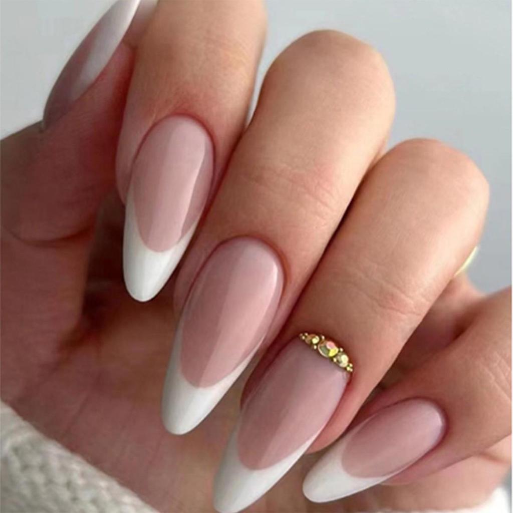 High-End French Almond Press-On Nails - Medium-Long, Stylish & Elegant