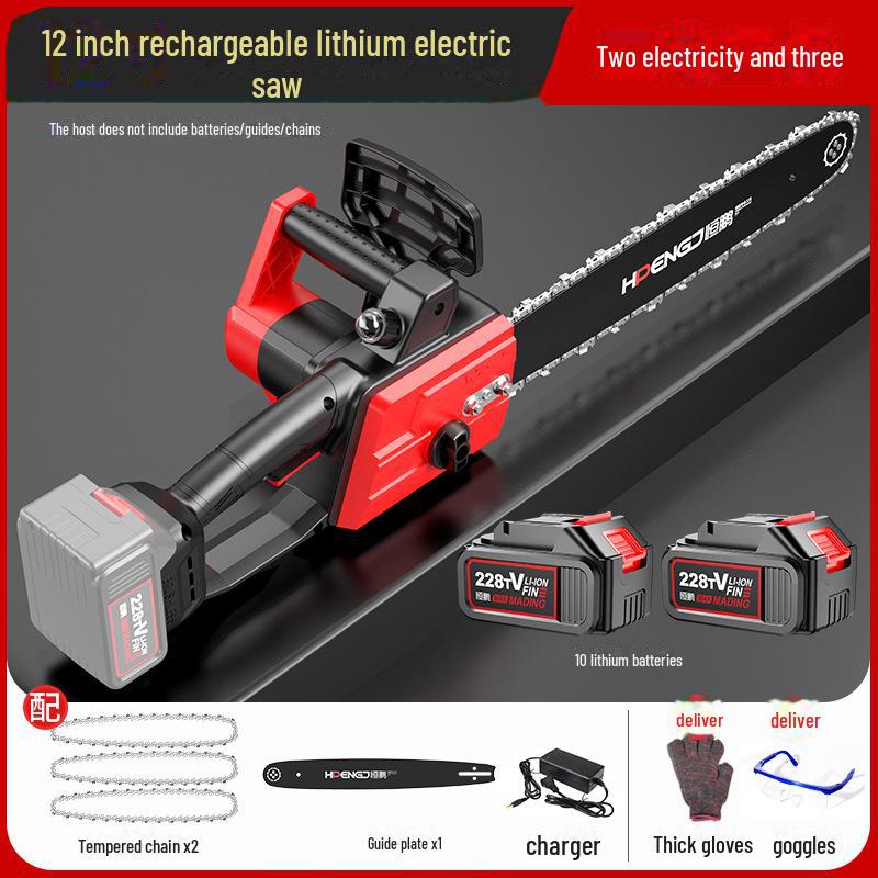 

Электрическая цепная пила 21 В, 12 дюймов, перезаряжаемая - одноручный, портативный, ручной, инструмент для лесозаготовки и обрезки с литиевым аккумулятором
