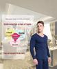 Men's V-Neck Thermal Underwear Set - Pure Cotton Knitwear Base Layer, Autumn Top & Pants